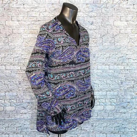 The Limited Long Sleeve Blouse Paisly Print Women's Size Medium V-Neck - Picture 3 of 6